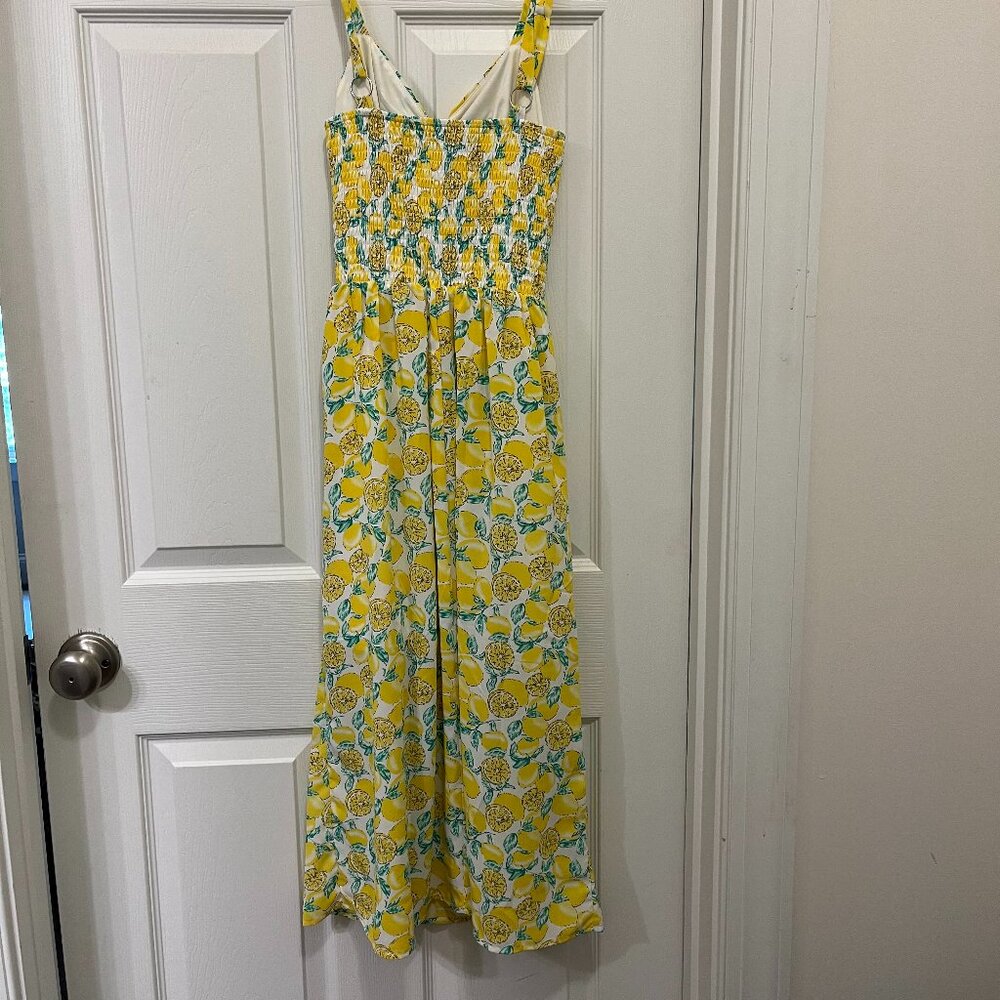 *LEMON Midi Dress w/ POCKETS*|| XS || Adjustable Straps || Fully Lined || EUC - Picture 4 of 14